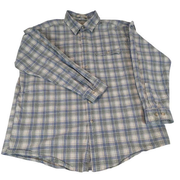 L.L. Bean Other - LL Bean Mens XL Brushed Scotch Traditional Plaid Button Down Shirt Blue Green